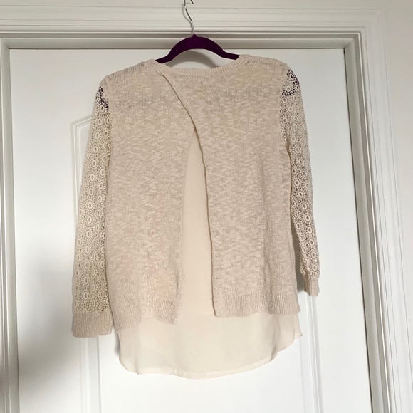 LUCKY BRAND CROCHET MIXED MEDIA PULLOVER SWEATER - Picture 5 of 8